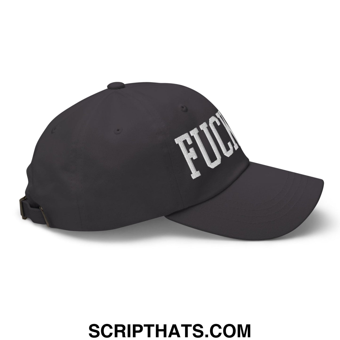 Black unstructured dad hat with white embroidered fuck ice lettering bold casual streetwear cap