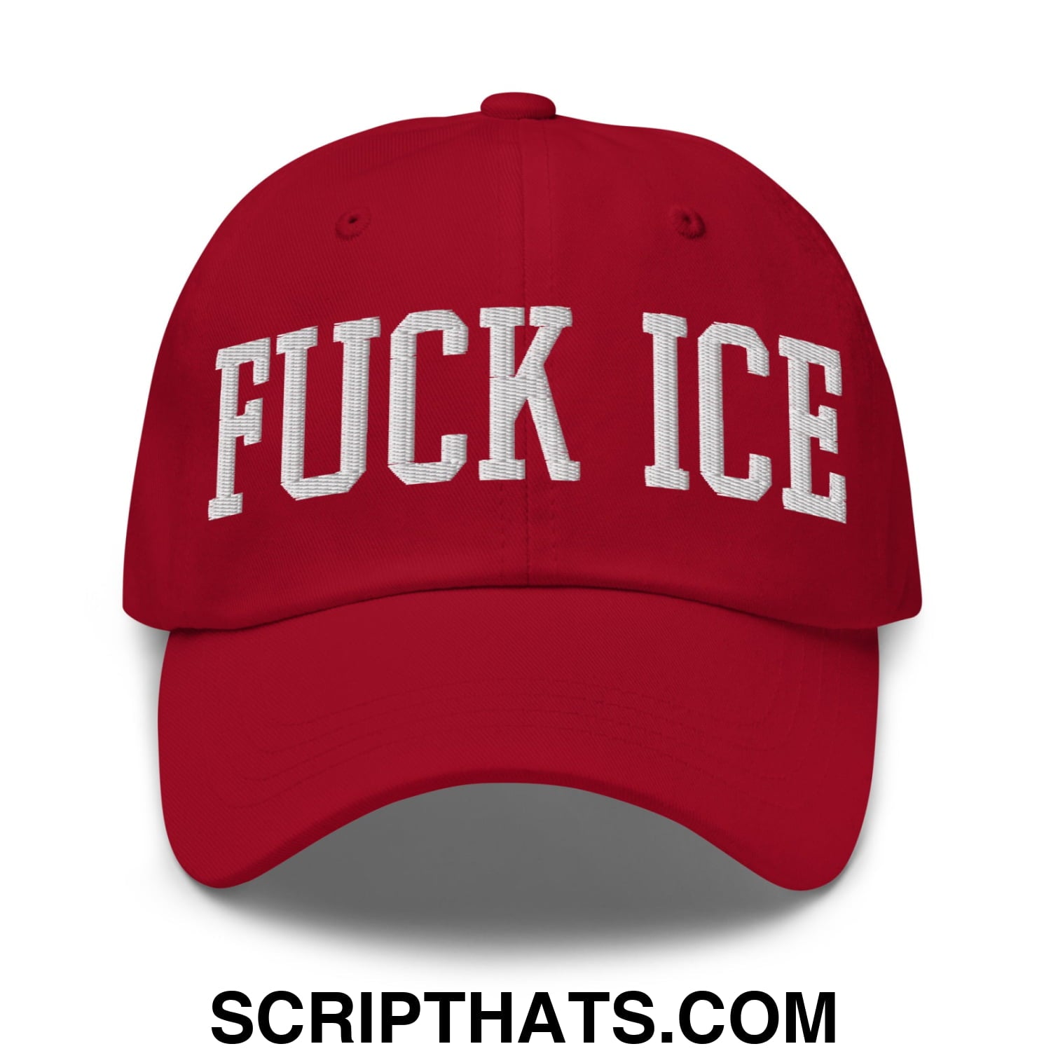 Fuck ICE Embroidered Unstructured Dad Hat Cranberry
