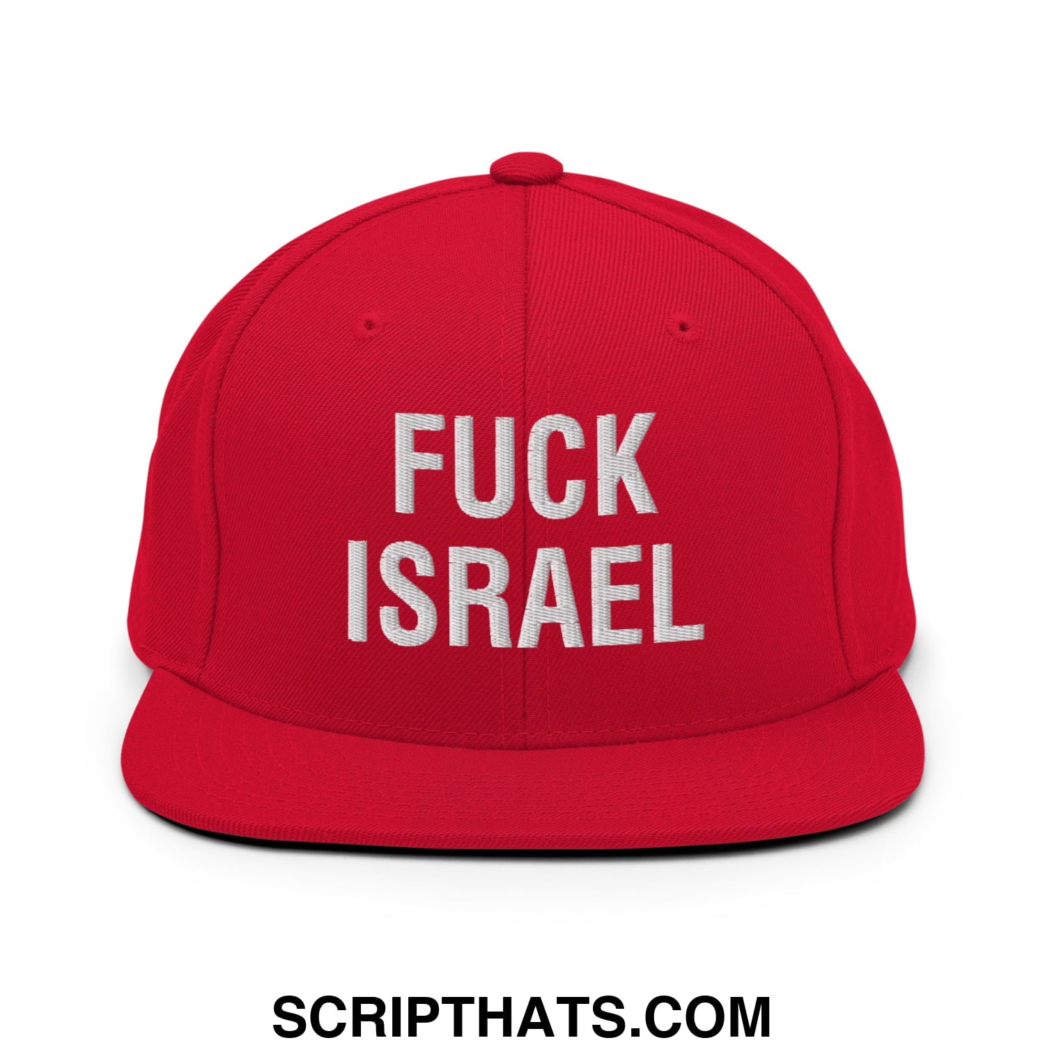 Fuck Israel Embroidered Flat Bill Brim Snapback Hat Red