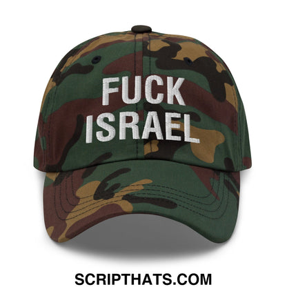 Fuck Israel Embroidered Unstructured Dad Hat Green Camo