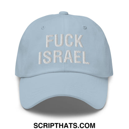 Fuck Israel Embroidered Unstructured Dad Hat Light Blue