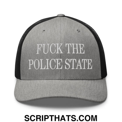 Fuck The Police State Embroidered Mesh Trucker Hat Heather Black