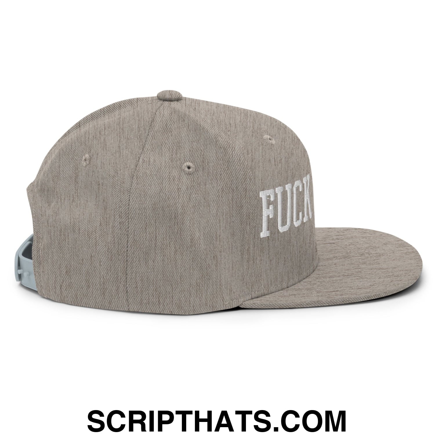 Fuck Trump Embroidered Flat Bill Brim Snapback Hat Heather Grey