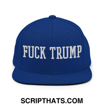 Fuck Trump Embroidered Flat Bill Brim Snapback Hat Royal Blue