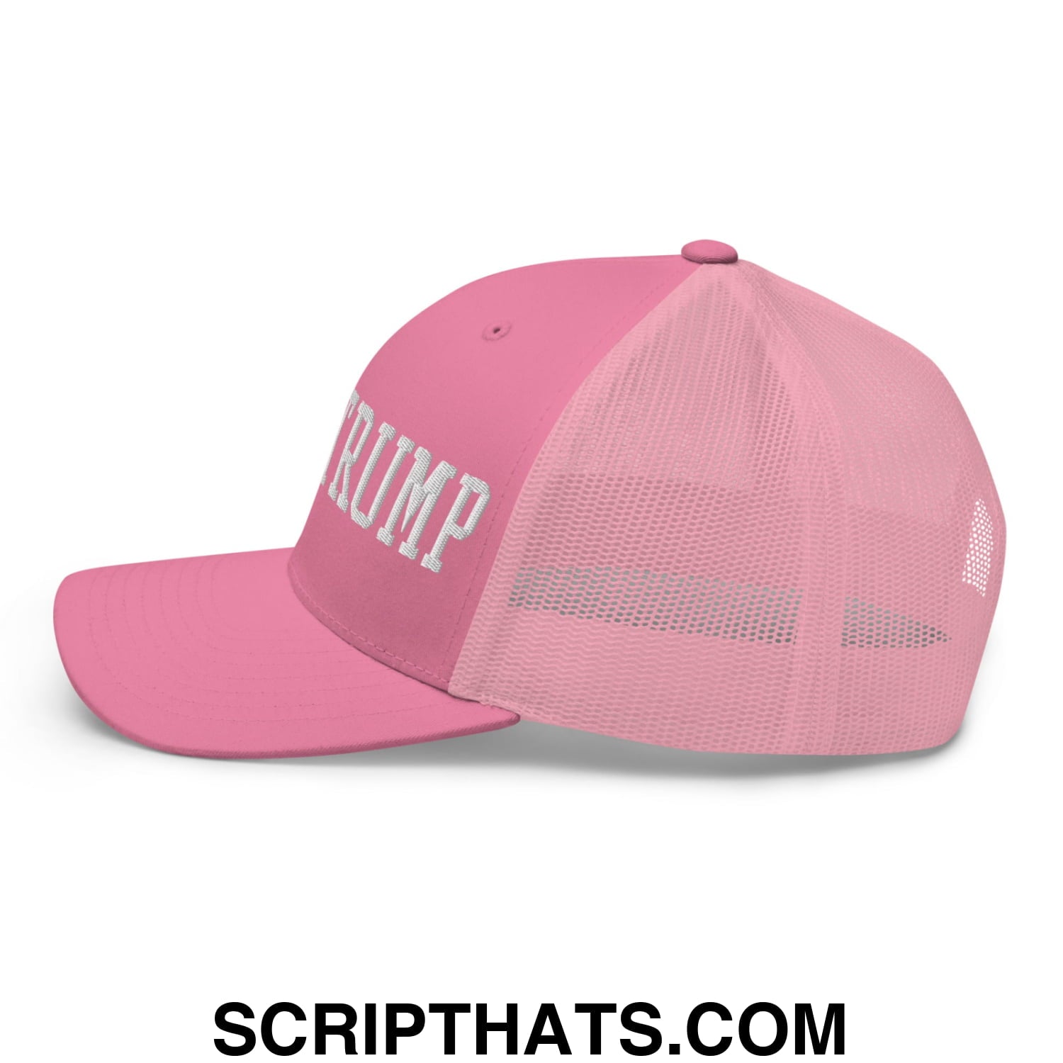 Fuck Trump Embroidered Mesh Trucker Hat Pink
