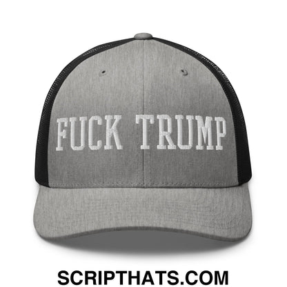 Fuck Trump Embroidered Mesh Trucker Hat Heather Black