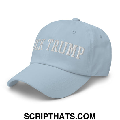 Fuck Trump Embroidered Unstructured Dad Hat Light Blue