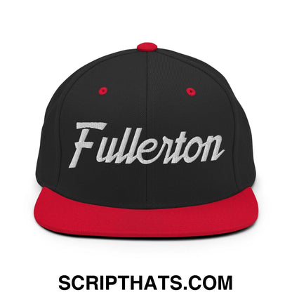 Fullerton Script Snapback Hat Black Red