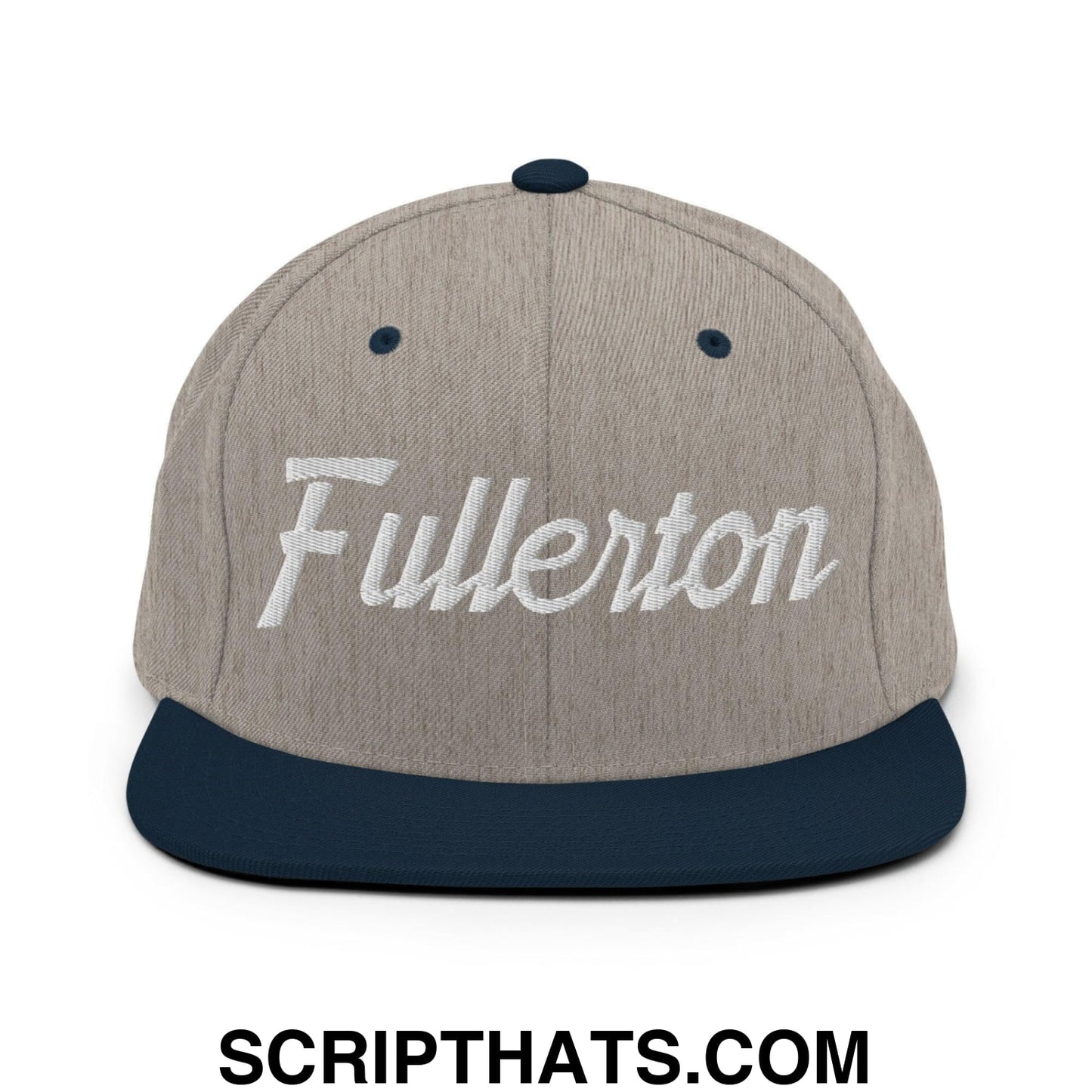 Fullerton Script Snapback Hat Heather Grey Navy