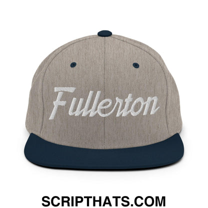 Fullerton Script Snapback Hat Heather Grey Navy