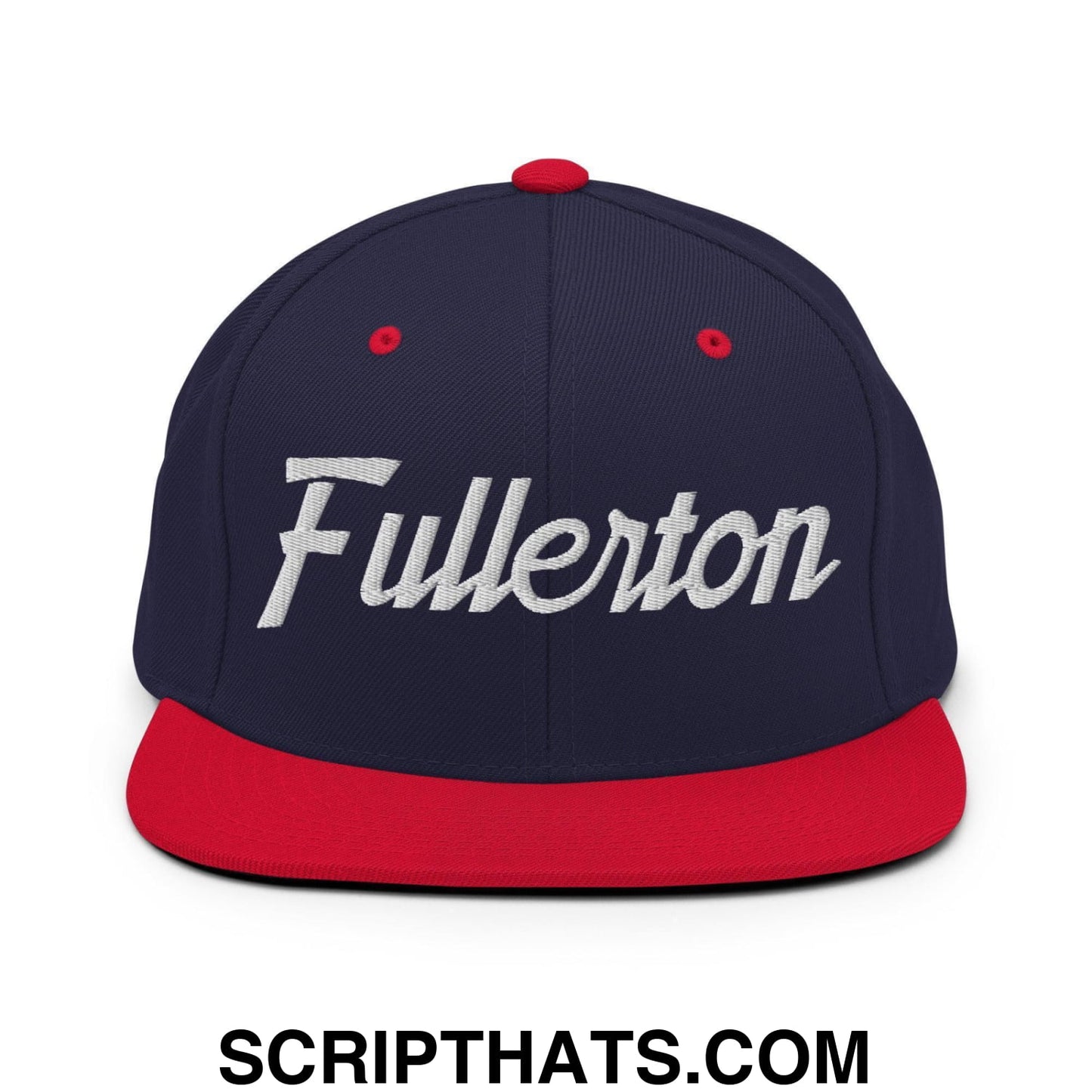 Fullerton Script Snapback Hat Navy Red