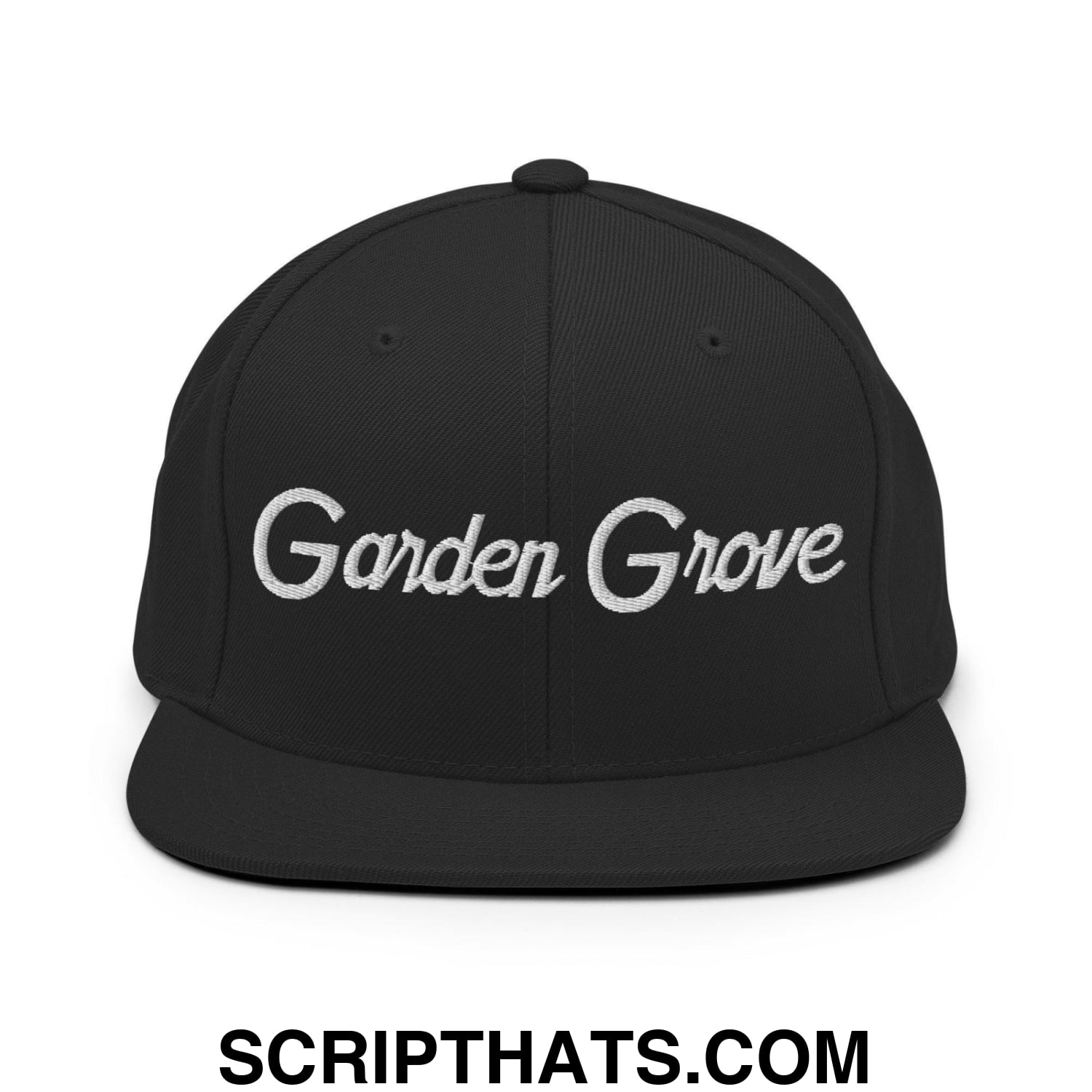 Garden Grove Script Snapback Hat Black