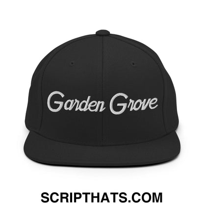 Garden Grove Script Snapback Hat Black