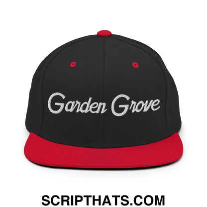 Garden Grove Script Snapback Hat Black Red