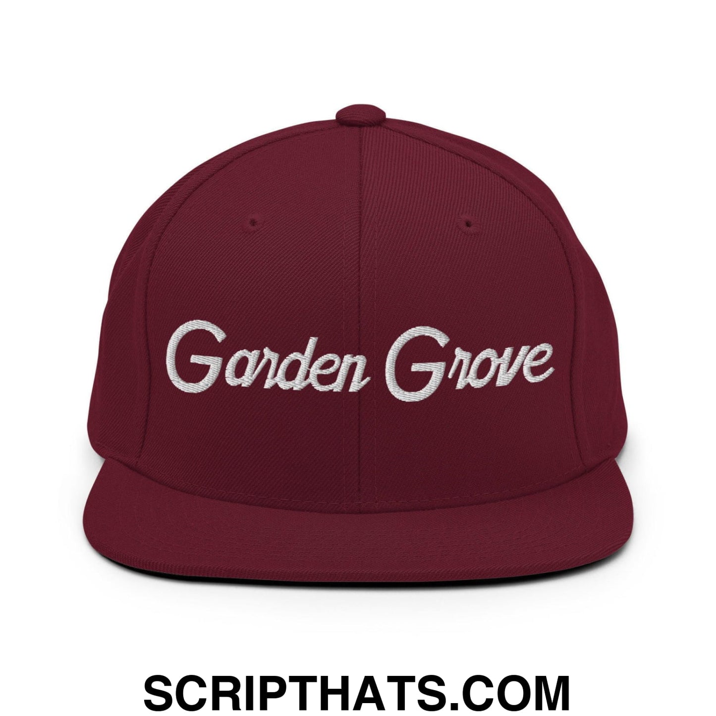 Garden Grove Script Snapback Hat Maroon
