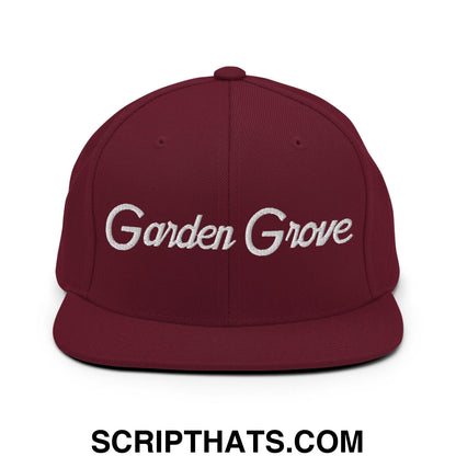 Garden Grove Script Snapback Hat Maroon