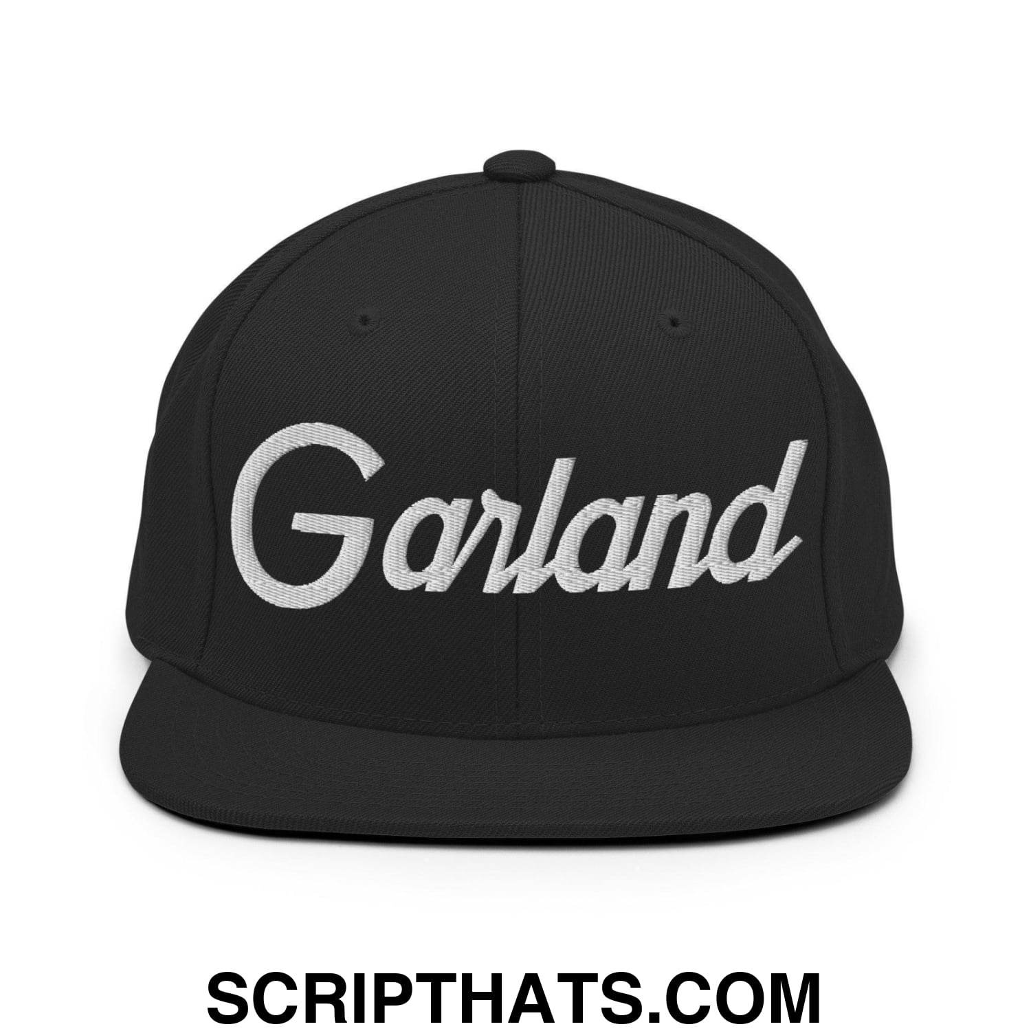 Garland Script Snapback Hat Black