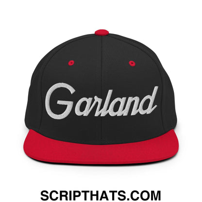 Garland Script Snapback Hat Black Red