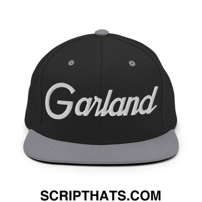 Garland Script Snapback Hat Black Silver