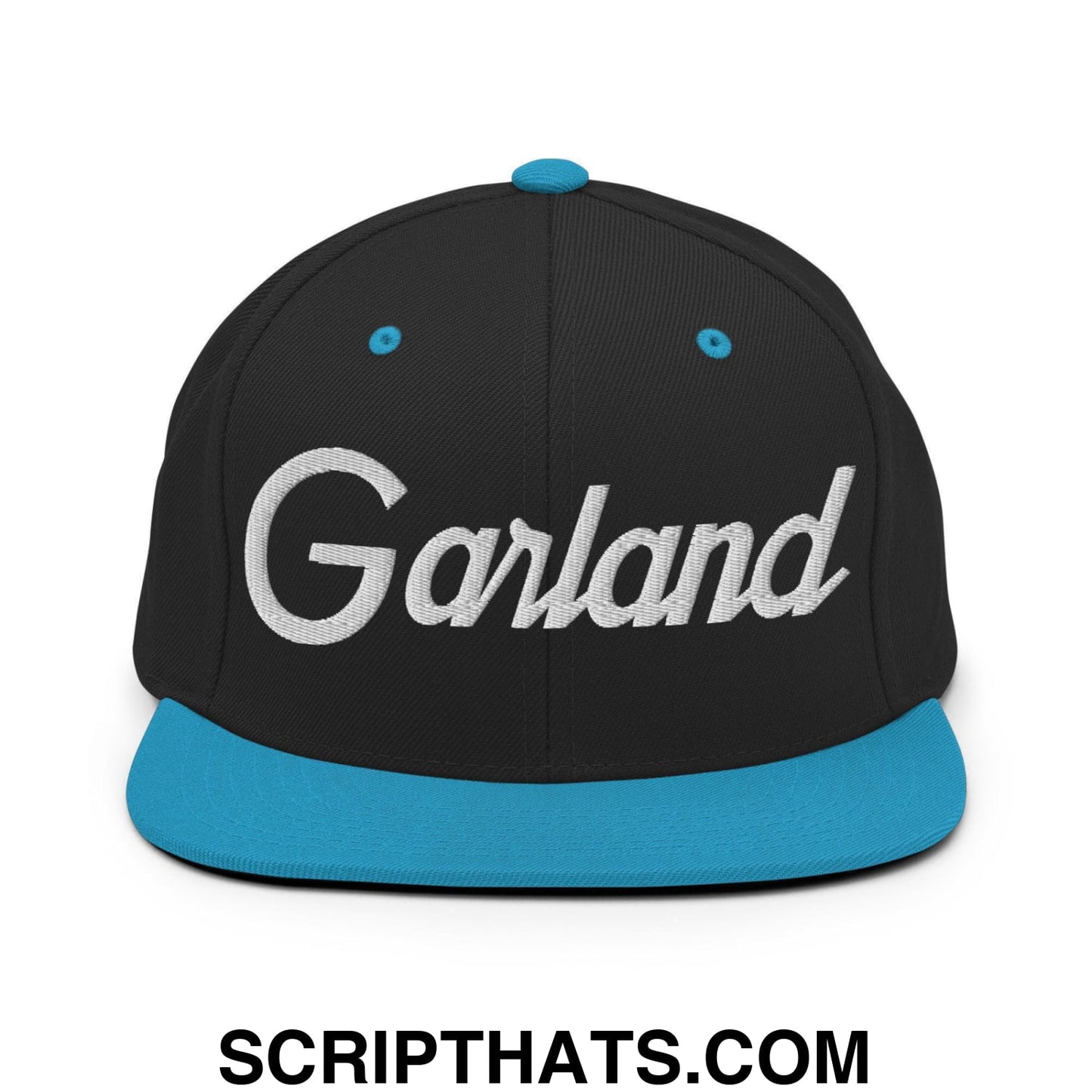 Garland Script Snapback Hat Black Teal