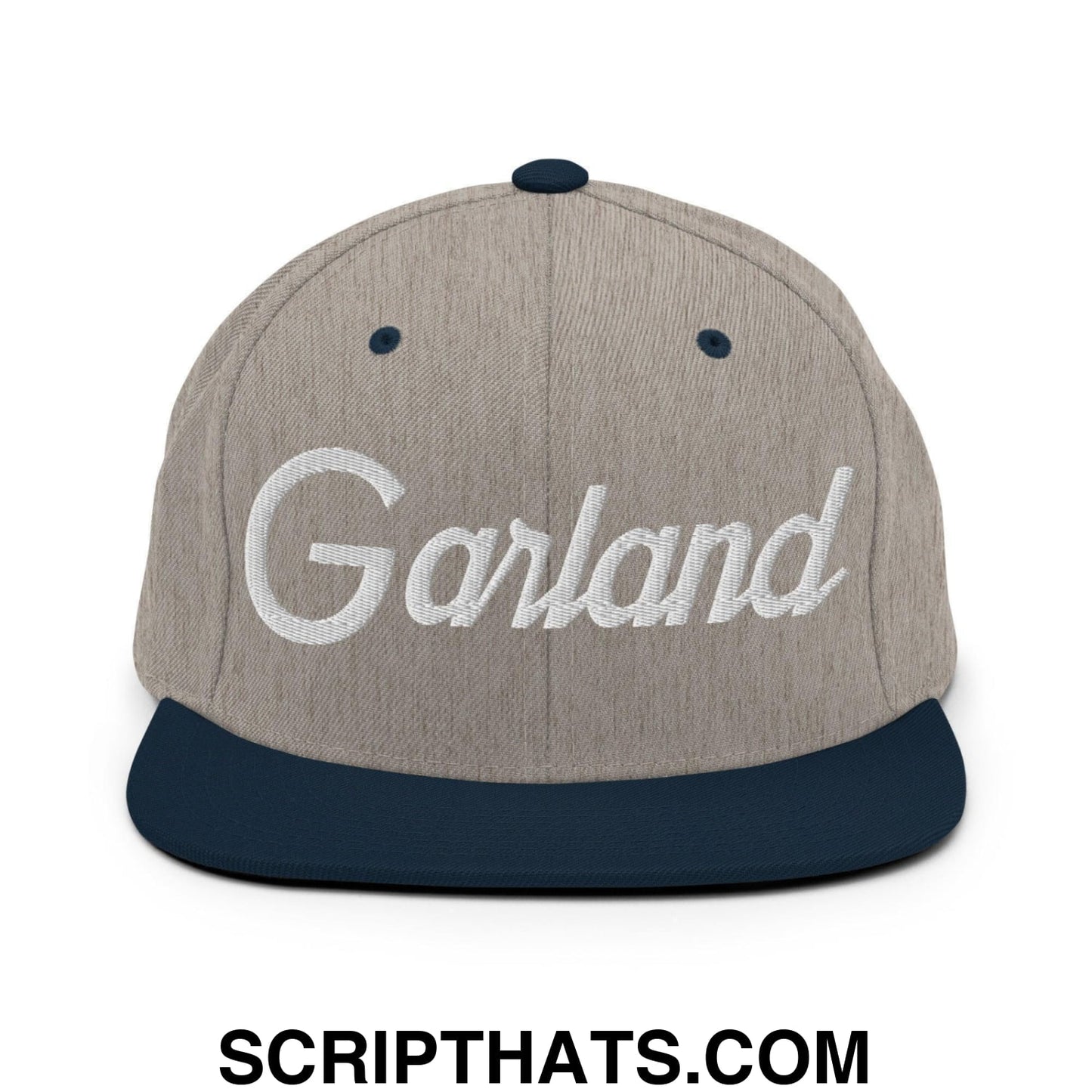 Garland Script Snapback Hat Heather Grey Navy
