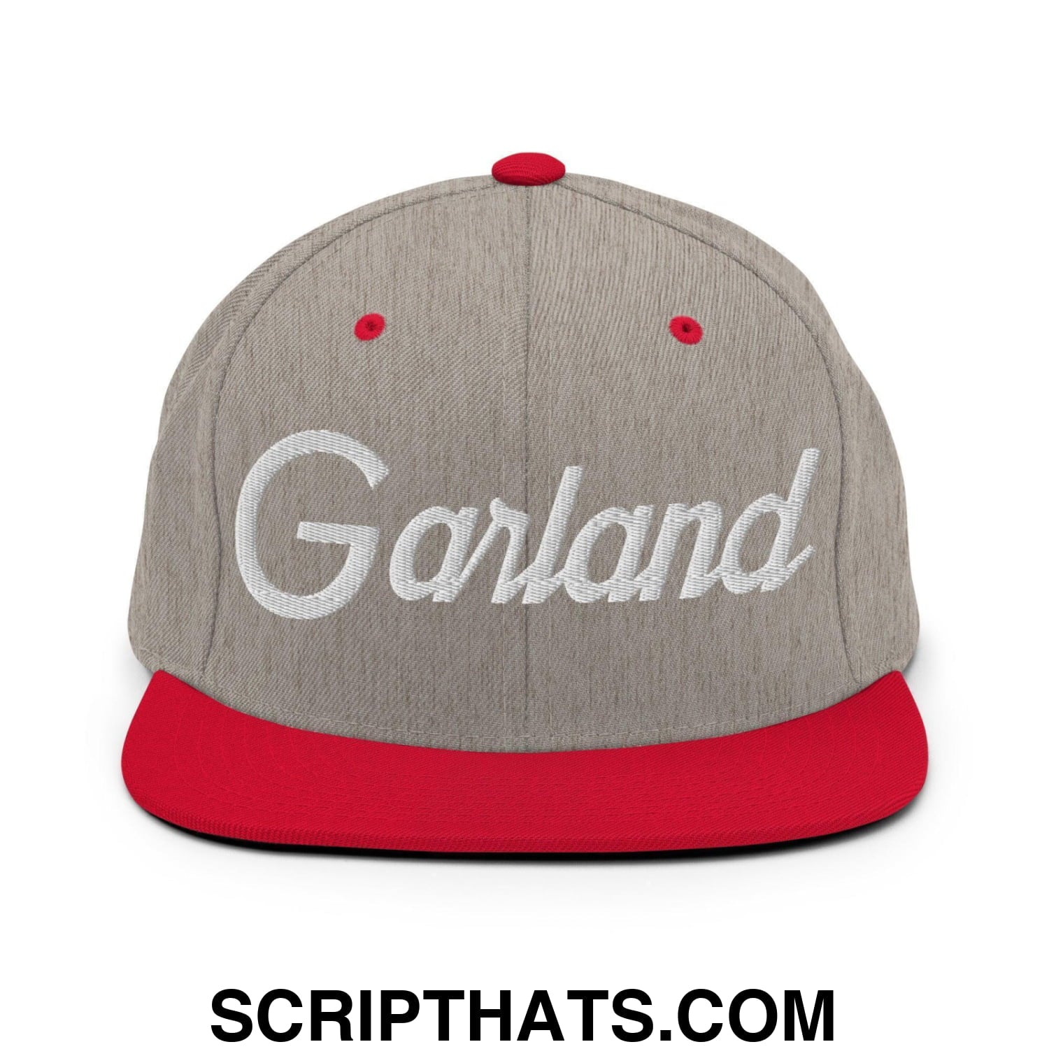 Garland Script Snapback Hat Heather Grey Red