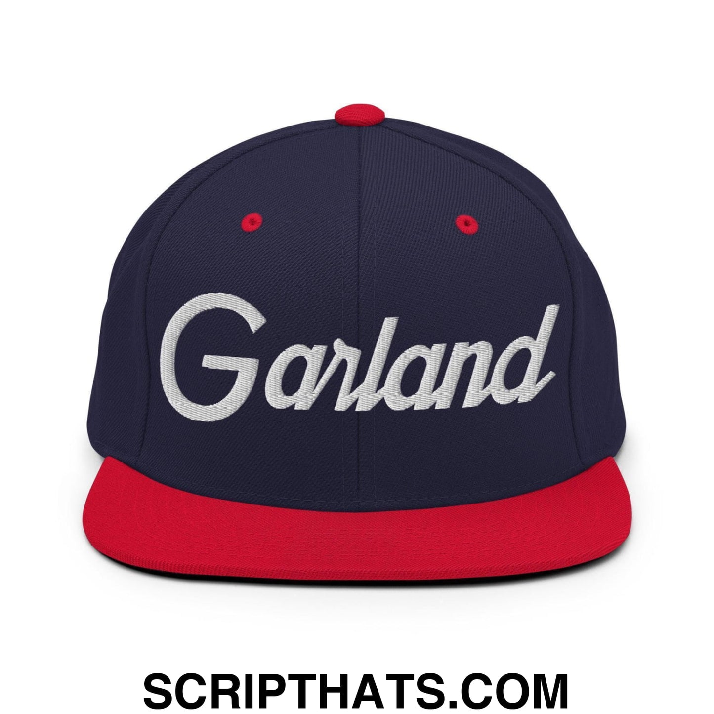 Garland Script Snapback Hat Navy Red
