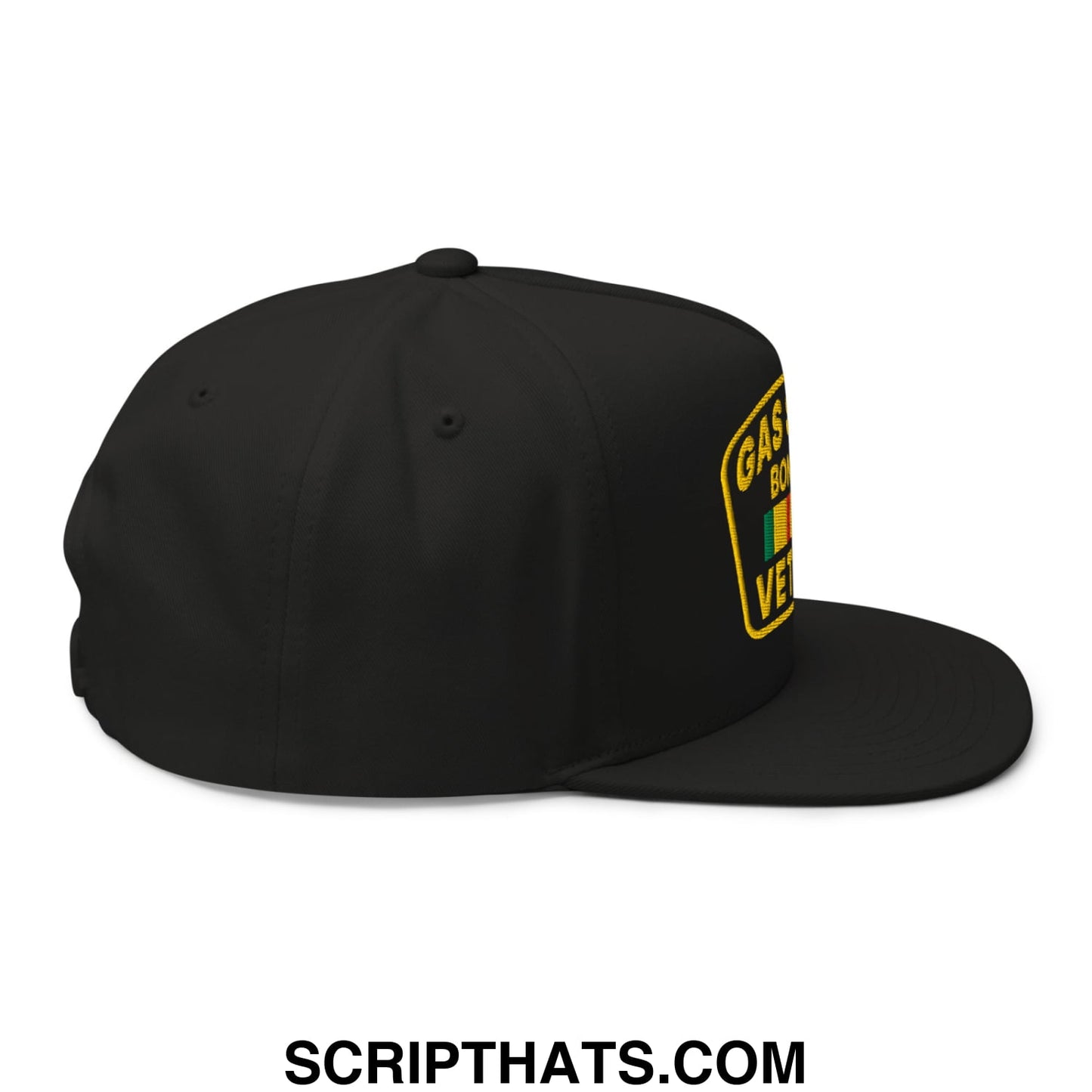 Gas Station Boner Pill Veteran Embroidered Flat Bill Brim 5 Panel Snapback Hat Default Title