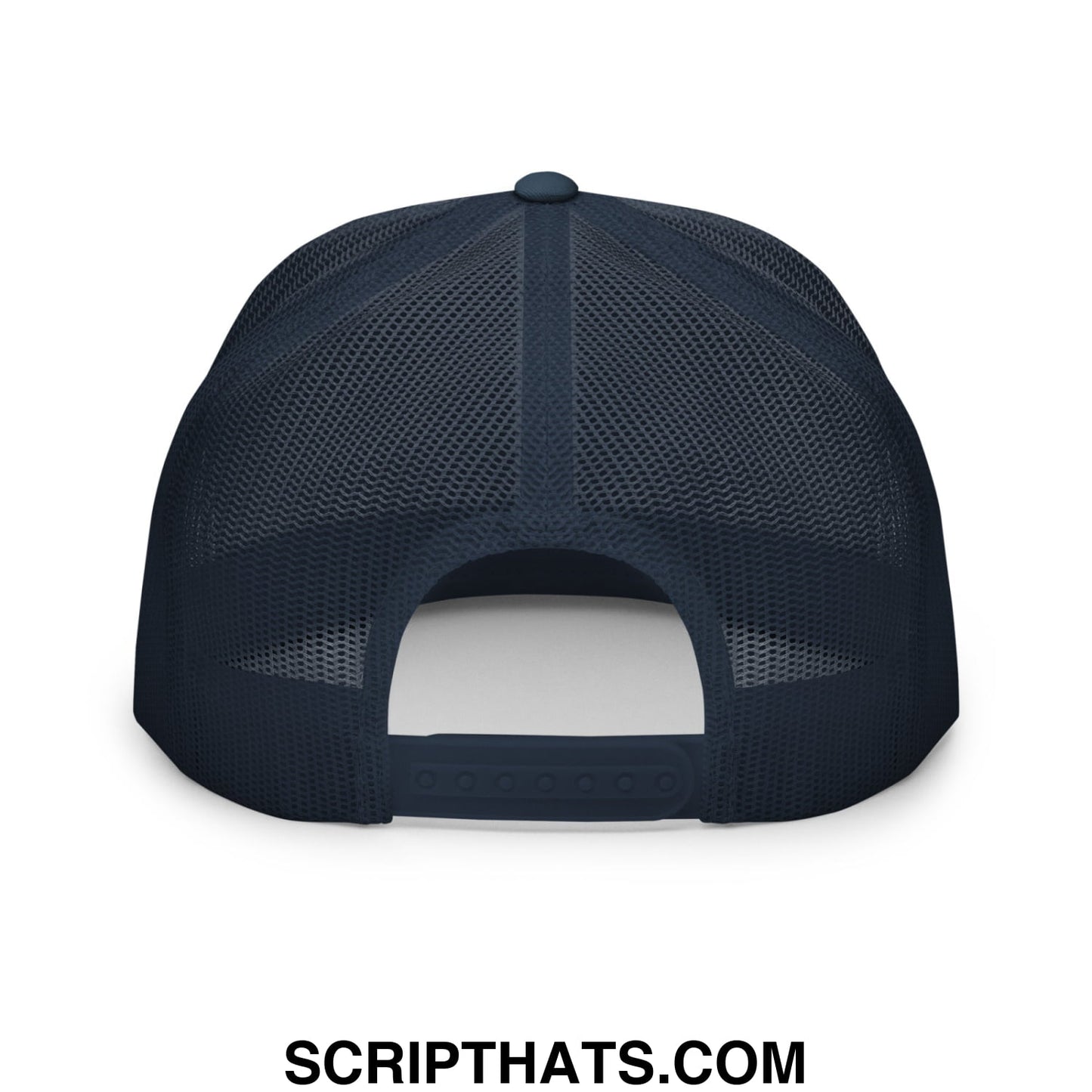 Gas Station Boner Pill Veteran Embroidered Flat Bill Brim Mesh Trucker Hat Navy