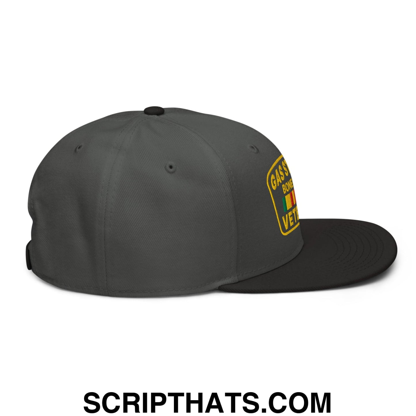 Gas Station Boner Pill Veteran Embroidered Flat Brim Bill Snapback Hat Black Charcoal gray Charcoal gray