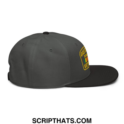 Gas Station Boner Pill Veteran Embroidered Flat Brim Bill Snapback Hat Black Charcoal gray Charcoal gray