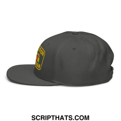 Gas Station Boner Pill Veteran Embroidered Flat Brim Bill Snapback Hat Charcoal gray