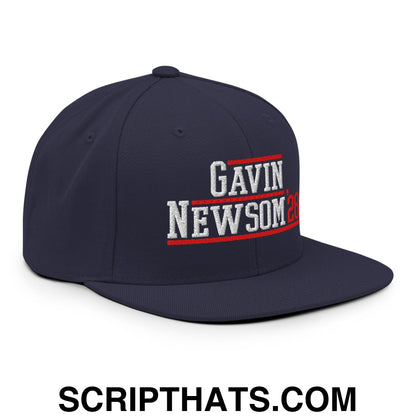 Gavin Newsom '28 2028 Embroidered Flat Bill Brim Snapback Hat Navy