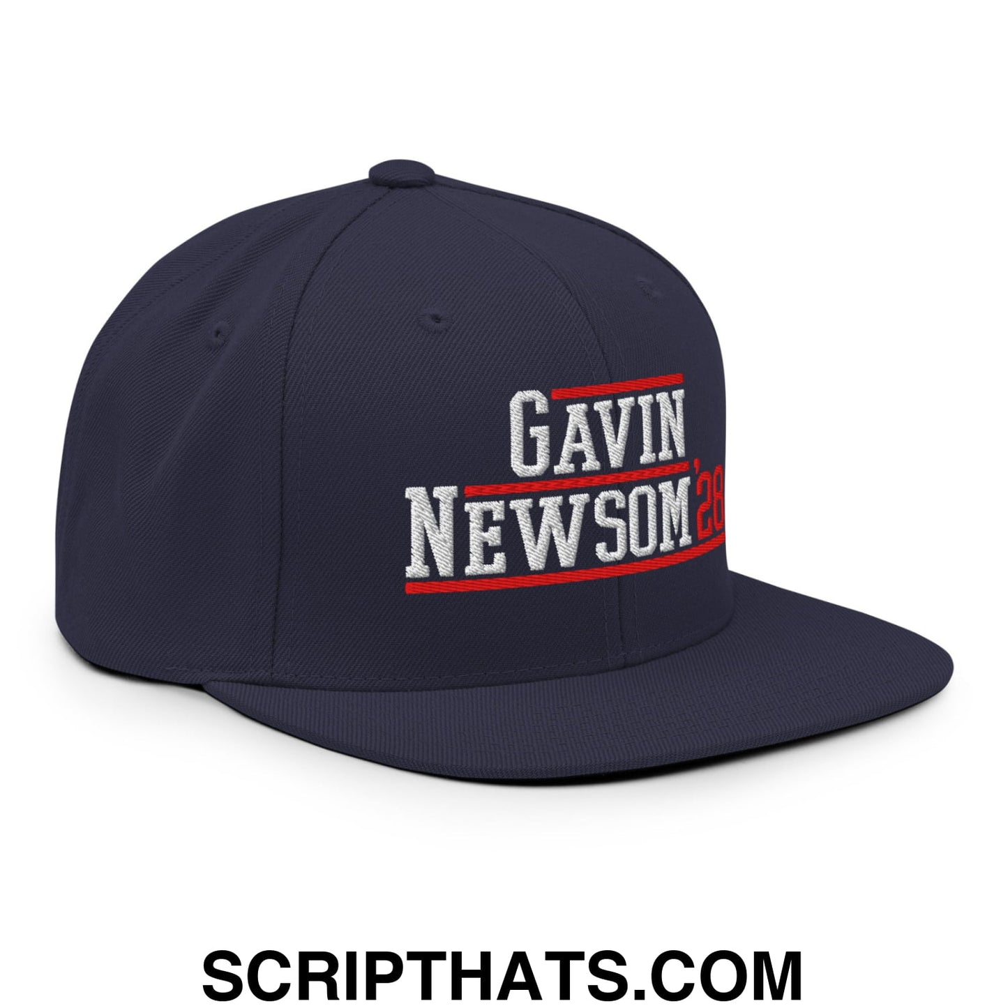 Gavin Newsom '28 2028 Embroidered Flat Bill Brim Snapback Hat Navy