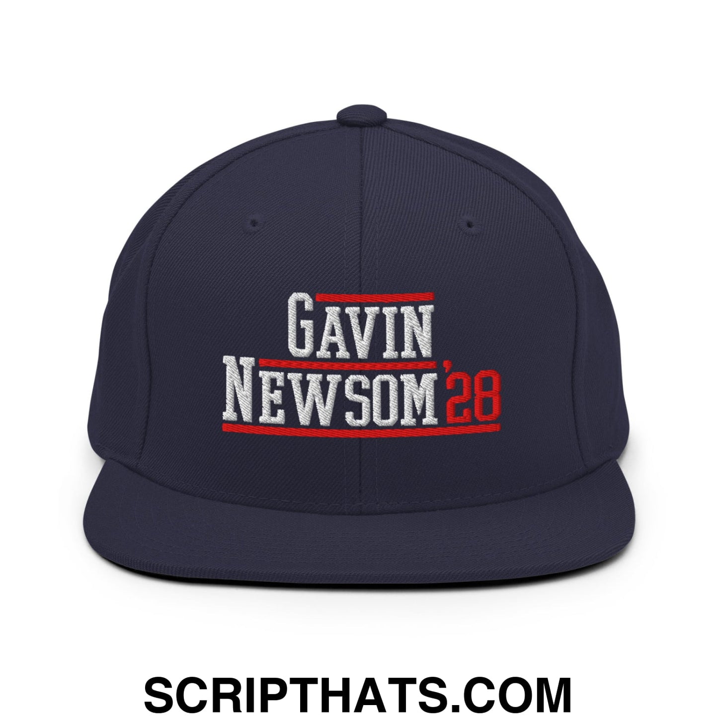Gavin Newsom '28 2028 Embroidered Flat Bill Brim Snapback Hat Navy