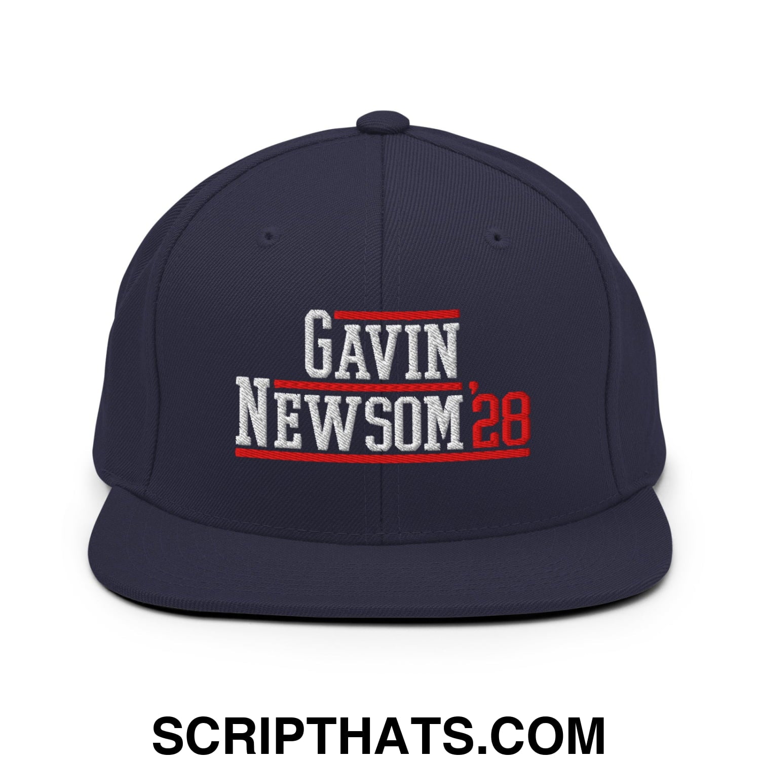 Gavin Newsom '28 2028 Embroidered Flat Bill Brim Snapback Hat Navy