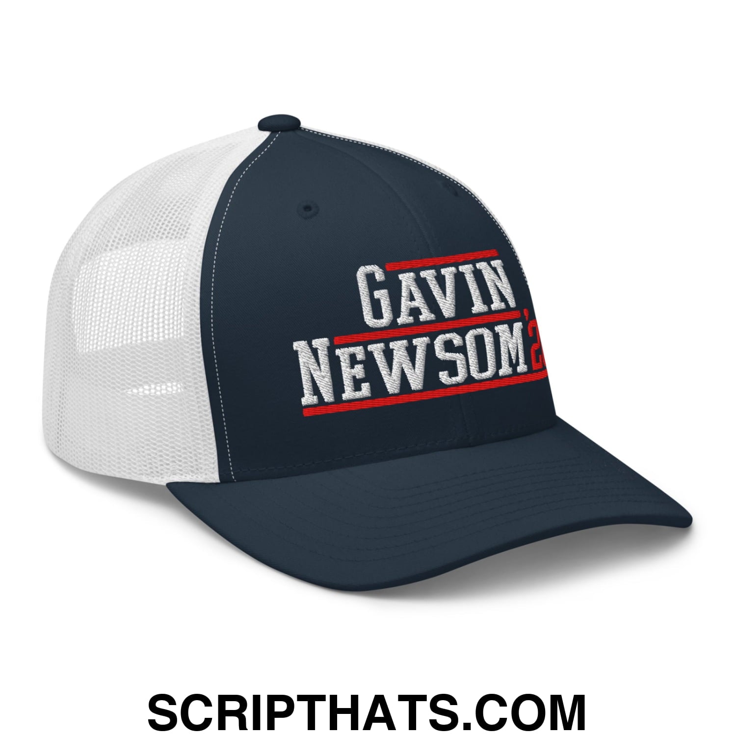 Gavin Newsom '28 2028 Embroidered Mesh Trucker Hat Navy White