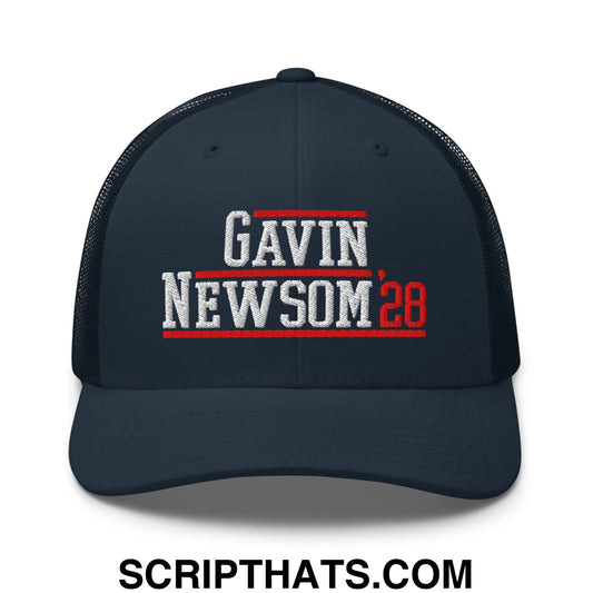 Gavin Newsom '28 2028 Embroidered Mesh Trucker Hat Navy