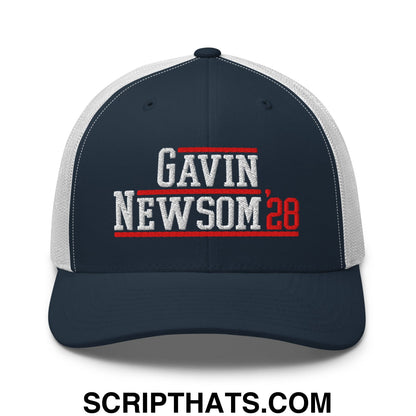 Gavin Newsom '28 2028 Embroidered Mesh Trucker Hat Navy White