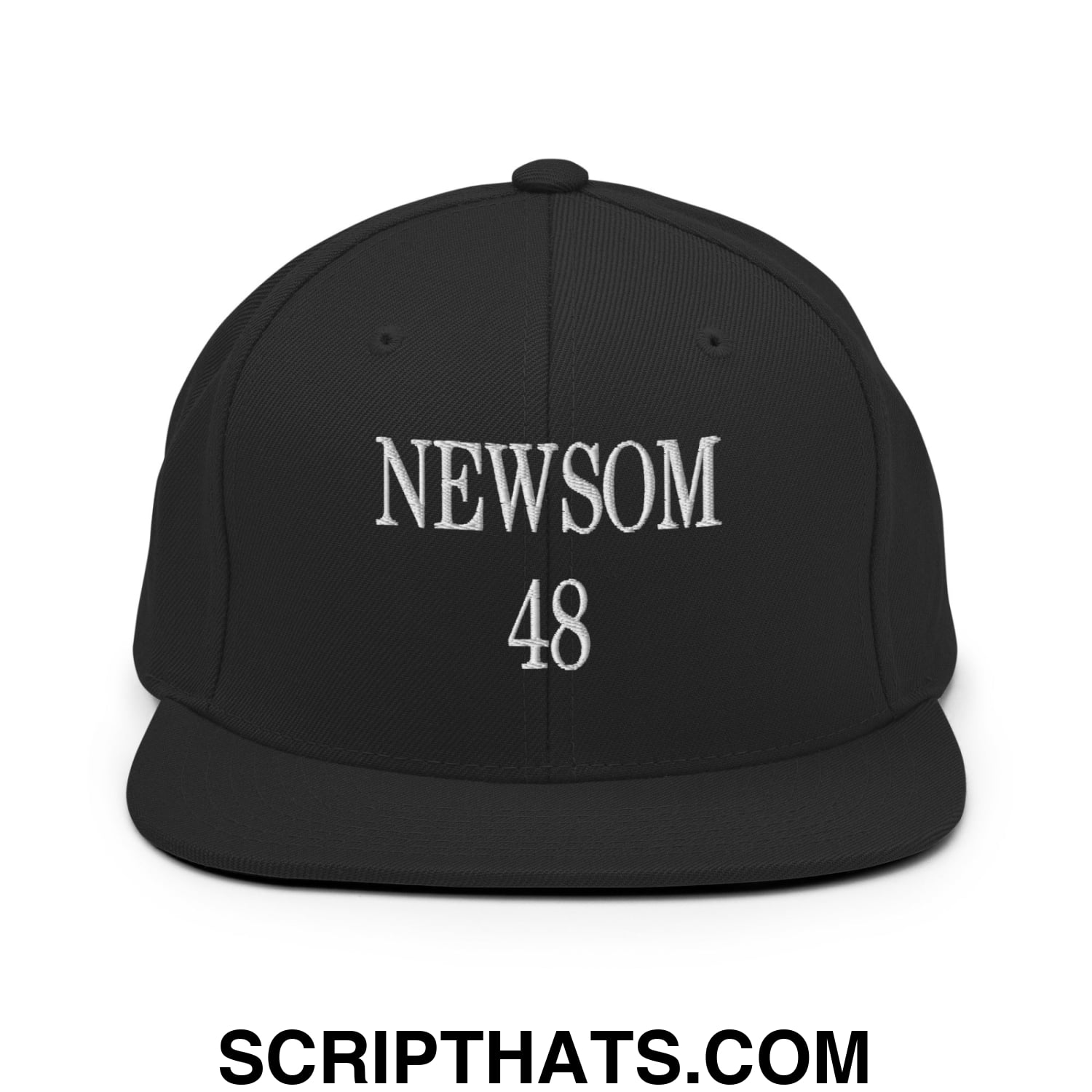 Gavin Newsom 48 Embroidered Flat Bill Brim Snapback Hat Black