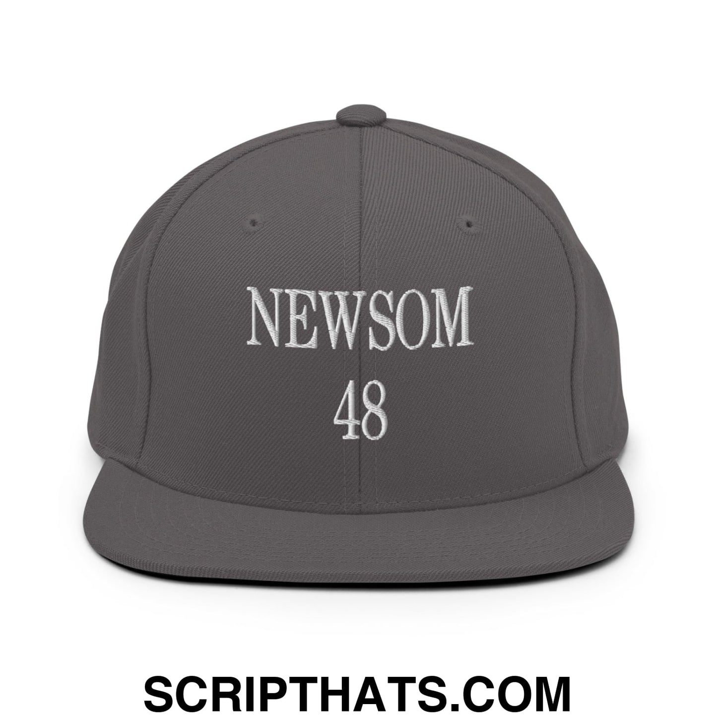 Gavin Newsom 48 Embroidered Flat Bill Brim Snapback Hat Dark Grey