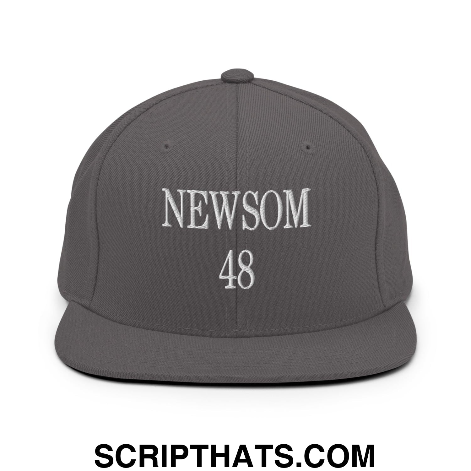 Gavin Newsom 48 Embroidered Flat Bill Brim Snapback Hat Dark Grey