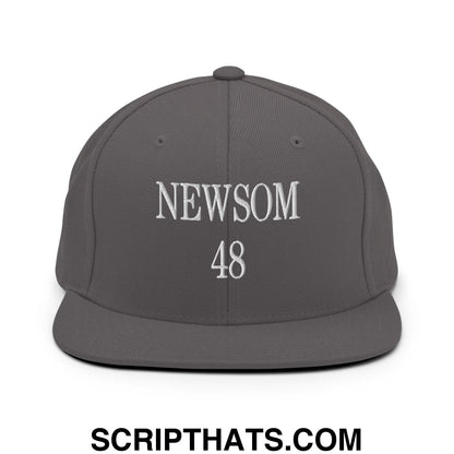 Gavin Newsom 48 Embroidered Flat Bill Brim Snapback Hat Dark Grey