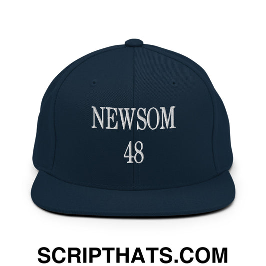 Gavin Newsom 48 Embroidered Flat Bill Brim Snapback Hat Dark Navy