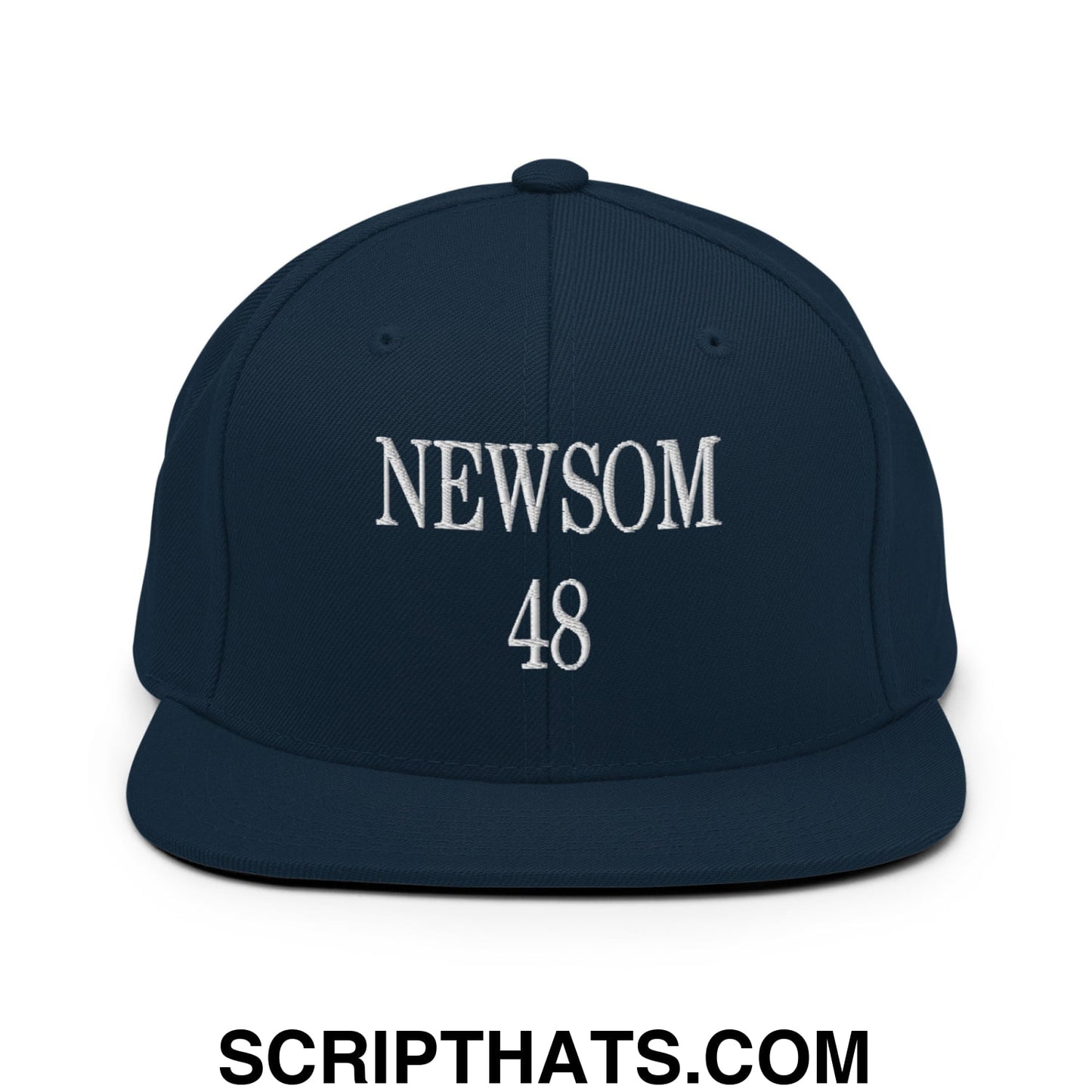 Gavin Newsom 48 Embroidered Flat Bill Brim Snapback Hat Dark Navy