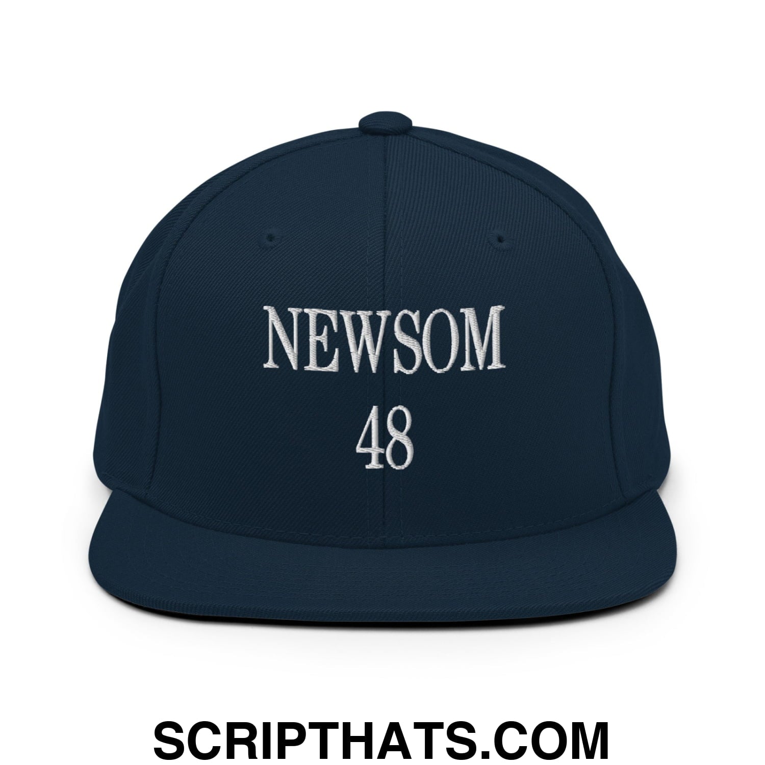 Gavin Newsom 48 Embroidered Flat Bill Brim Snapback Hat Dark Navy