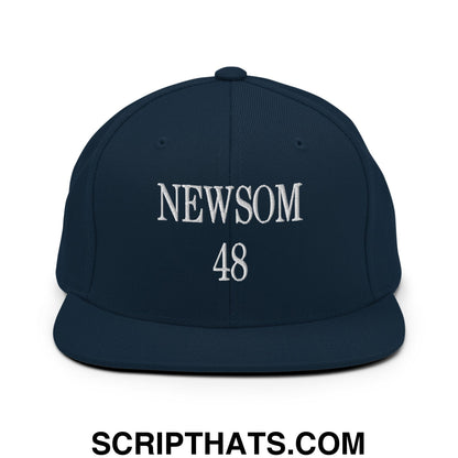 Gavin Newsom 48 Embroidered Flat Bill Brim Snapback Hat Dark Navy