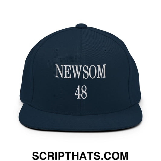 Gavin Newsom 48 Embroidered Flat Bill Brim Snapback Hat Dark Navy