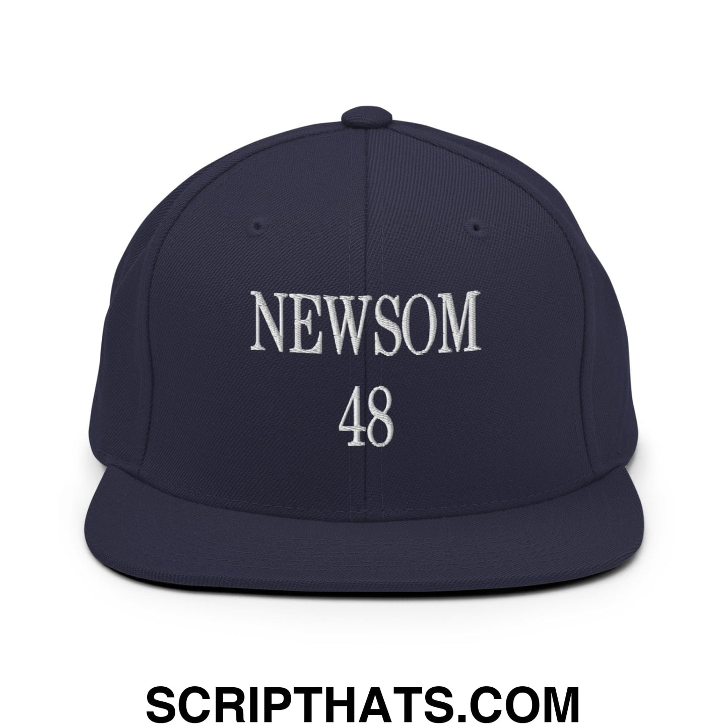 Gavin Newsom 48 Embroidered Flat Bill Brim Snapback Hat Navy