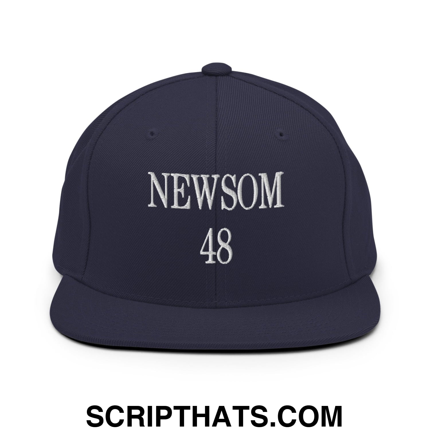 Gavin Newsom 48 Embroidered Flat Bill Brim Snapback Hat Navy